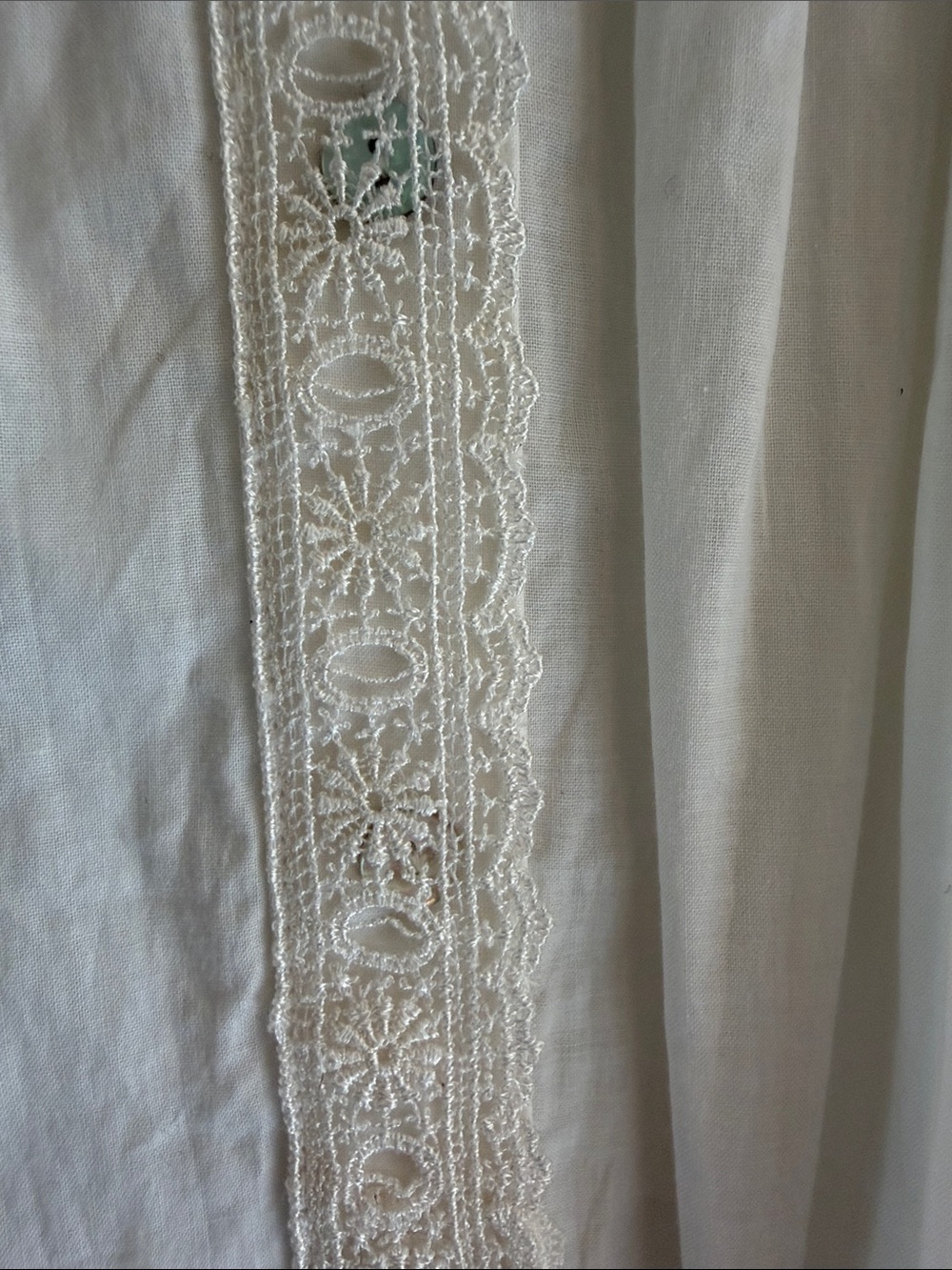 Vintage 90s, Eileen West White Button-Front Long Nightgown with Lace Yoke, Sz S - Picture 7 of 9
